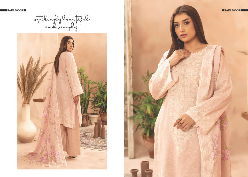 Safa Noor Printed Khaddar - 3PC (Unstitched)