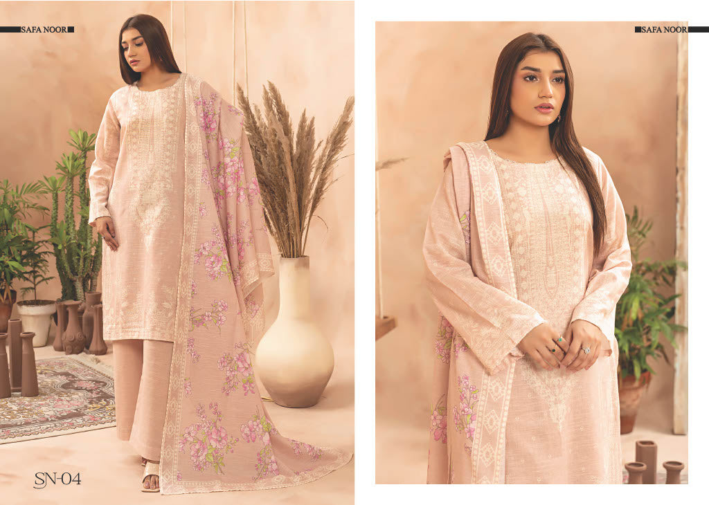 Safa Noor Printed Khaddar - 3PC (Unstitched)