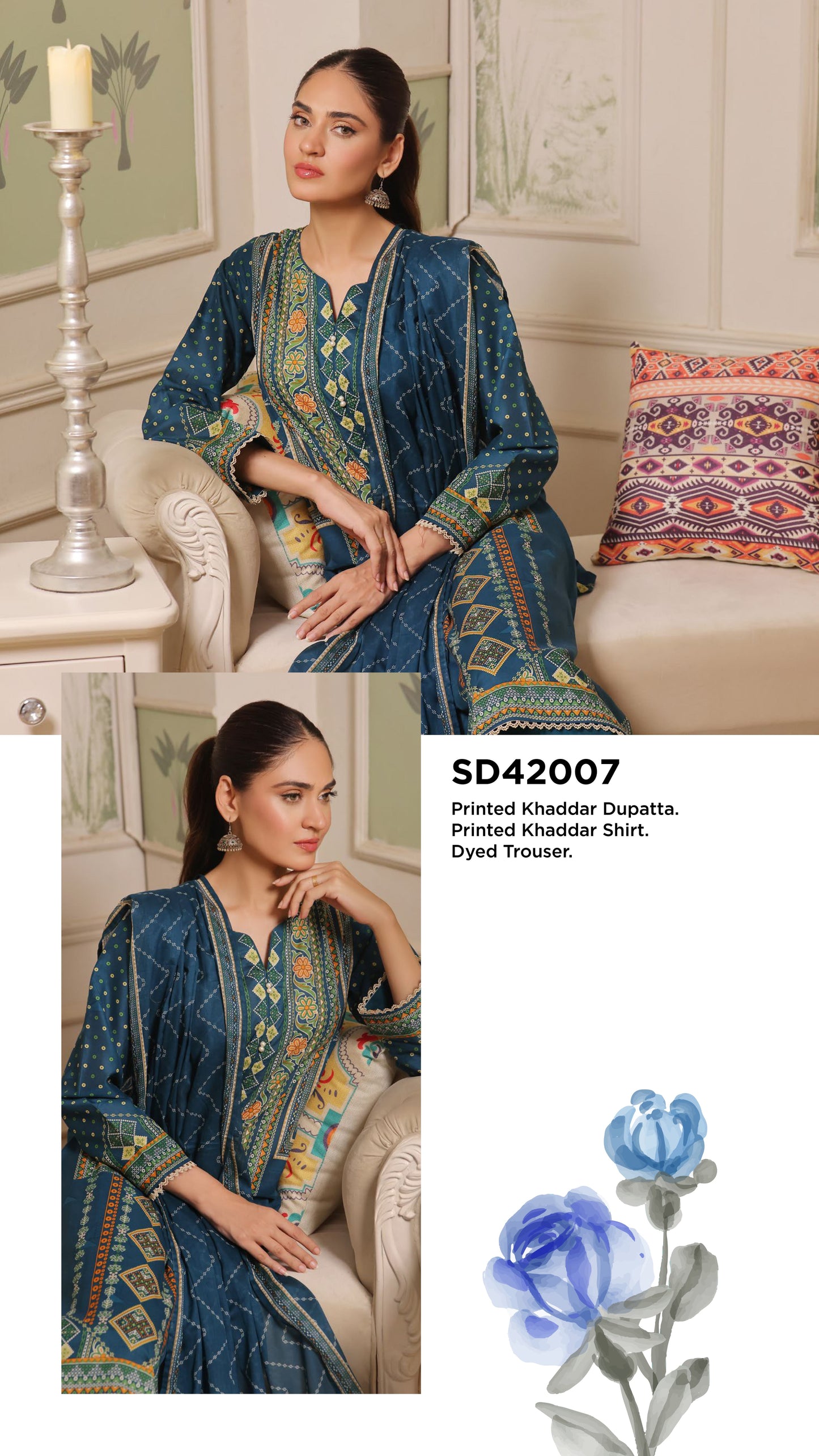 GulAhmed Printed Khaddar - 3PC (Unstitched)