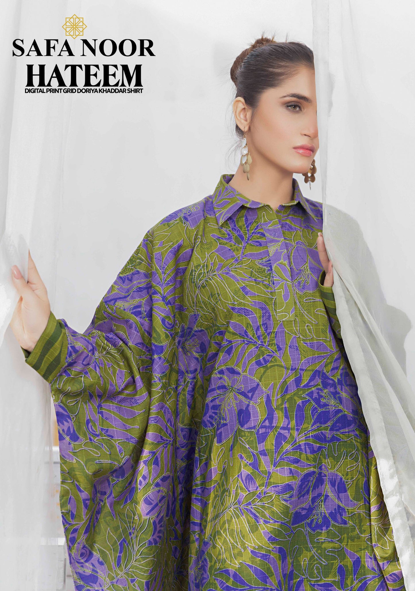 Safa Noor Printed Khaddar Shirt - 1PC (Unstitched)