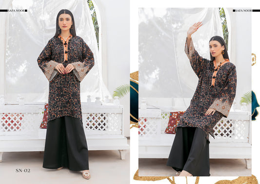 Safa Noor Printed Khaddar Shirt - 1PC (Unstitched)