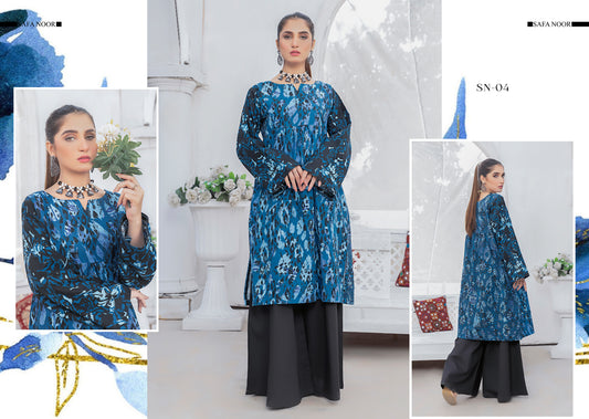 Safa Noor Printed Khaddar Shirt - 1PC (Unstitched)