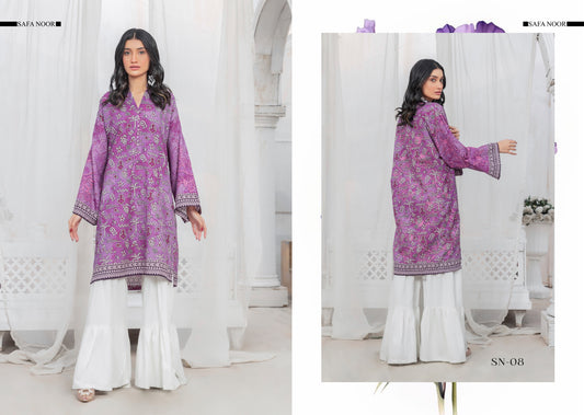 Safa Noor Printed Khaddar Shirt - 1PC (Unstitched)