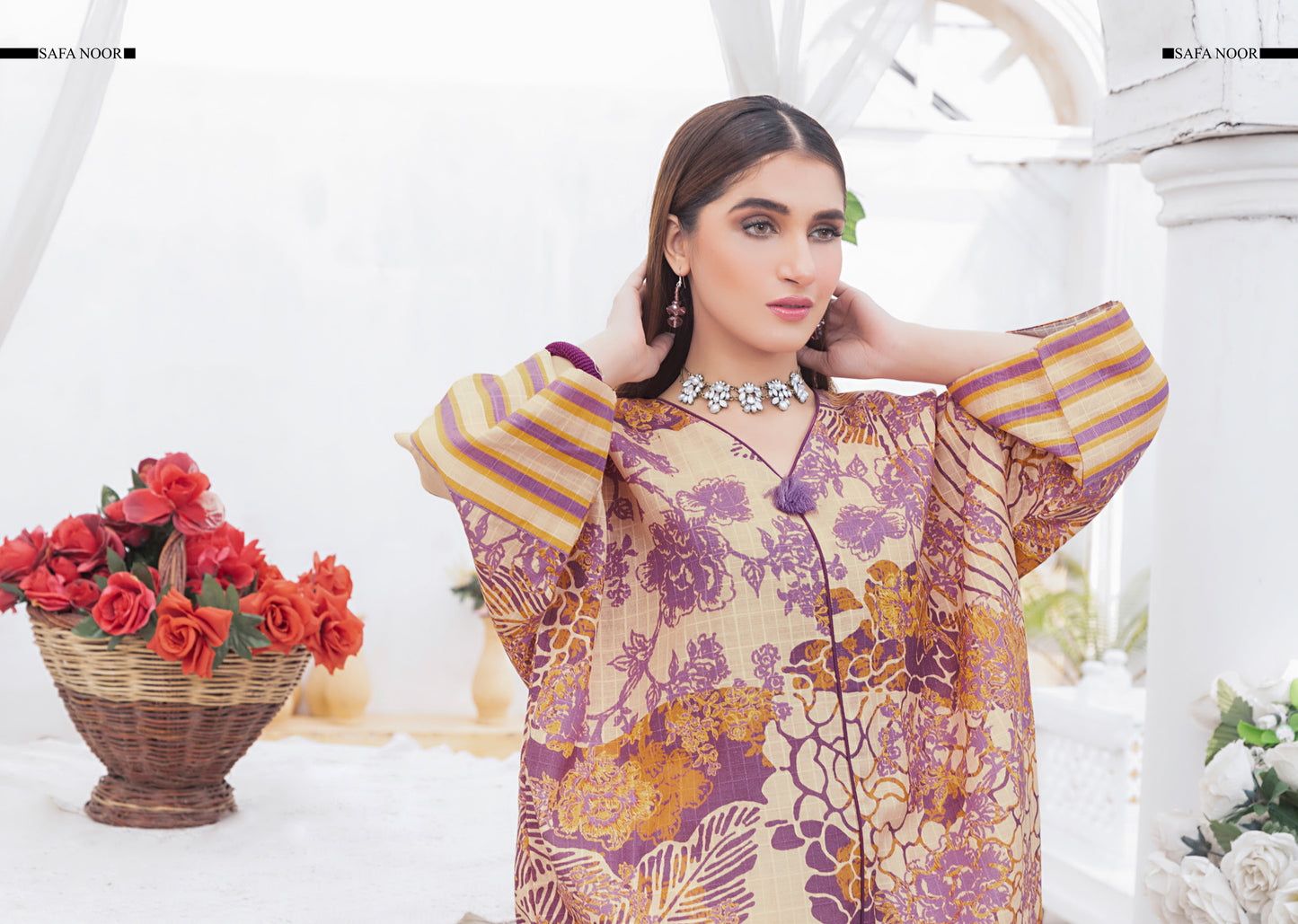 Safa Noor Printed Khaddar Shirt - 1PC (Unstitched)