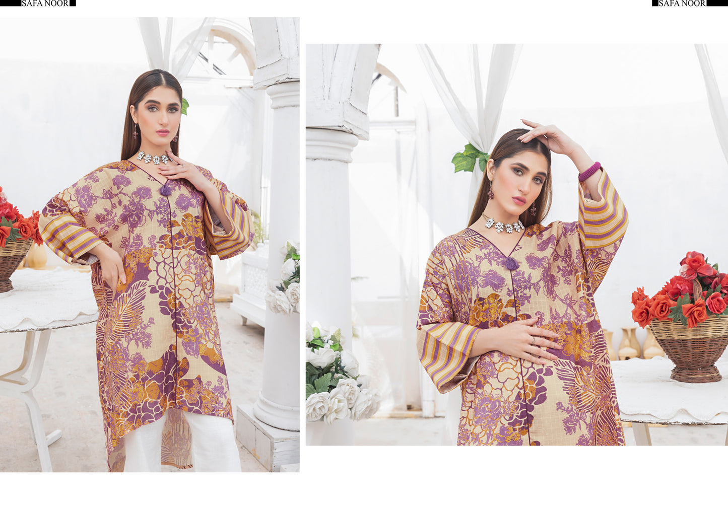 Safa Noor Printed Khaddar Shirt - 1PC (Unstitched)