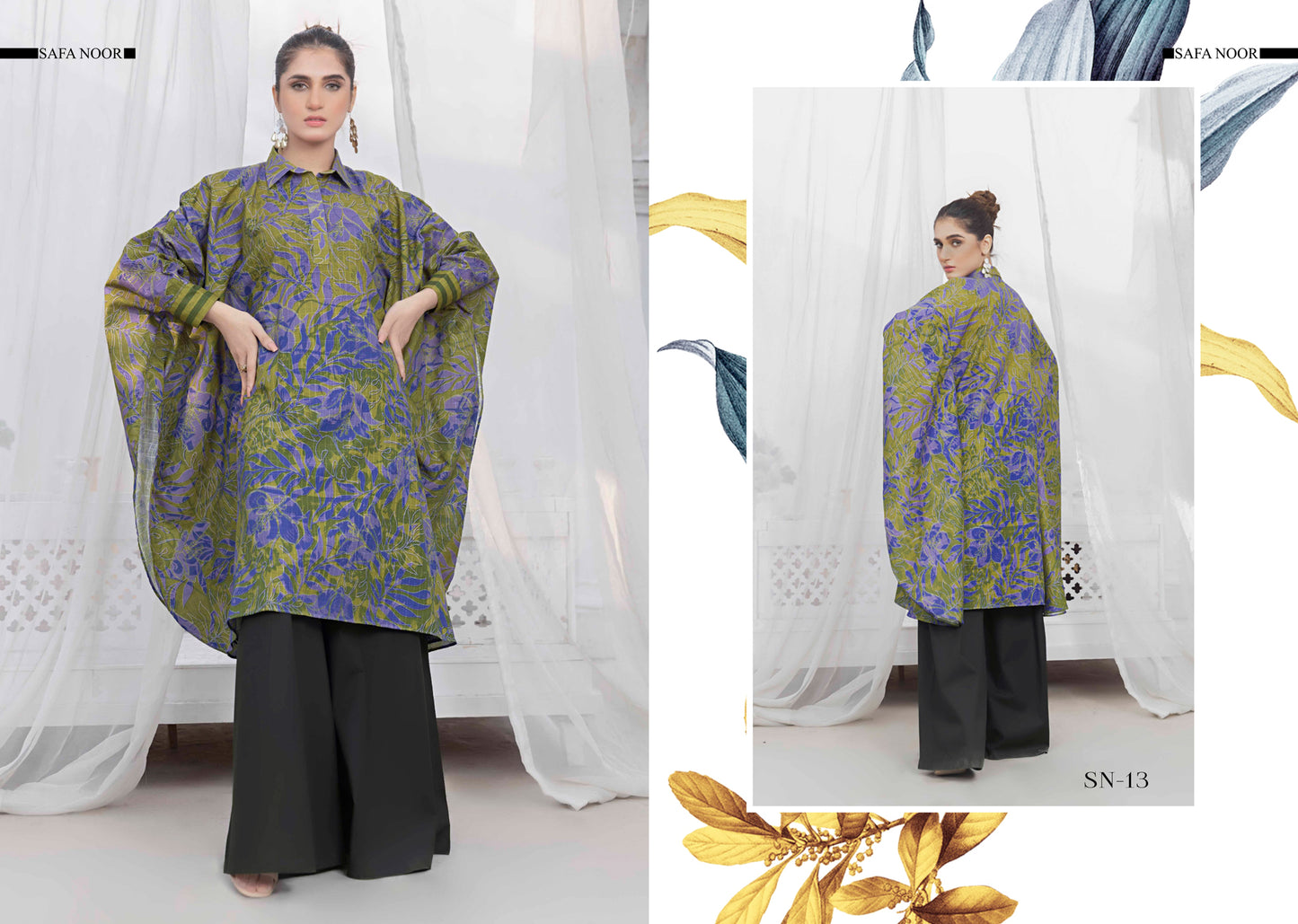 Safa Noor Printed Khaddar Shirt - 1PC (Unstitched)