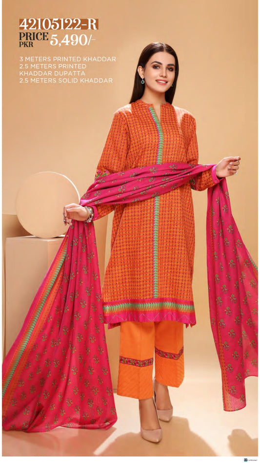 Nishat Printed Khaddar - 3PC (Unstitched)