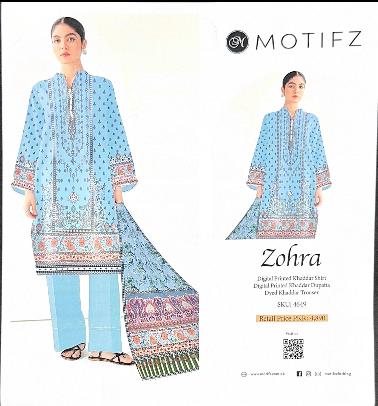 Motifz Printed Khaddar - 3PC (Unstitched)