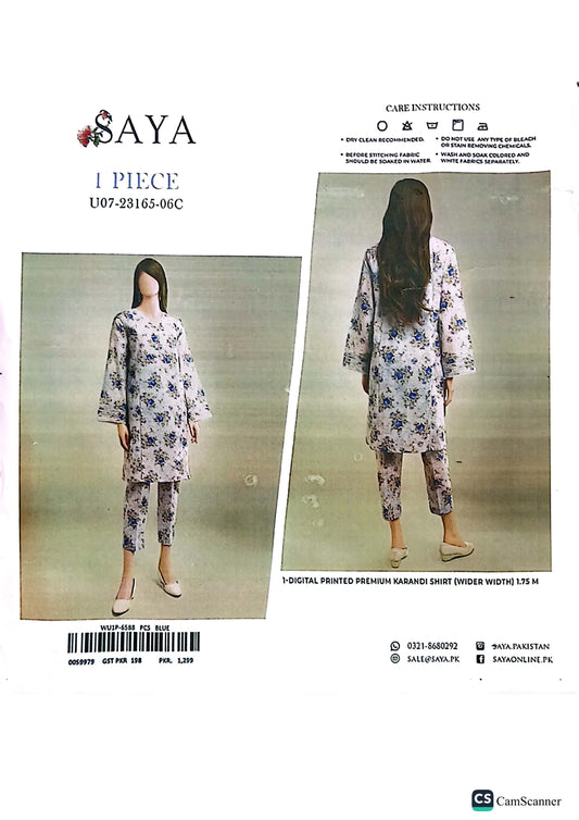 Saya Printed Karandi Shirt - 1PC (Unstitched)