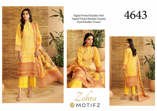 Motifz Printed Khaddar - 3PC (Unstitched)