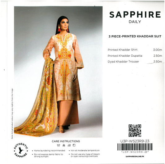 Sapphire Printed Khaddar - 3PC (Unstitched)