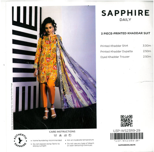 Sapphire Printed Khaddar - 3PC (Unstitched)