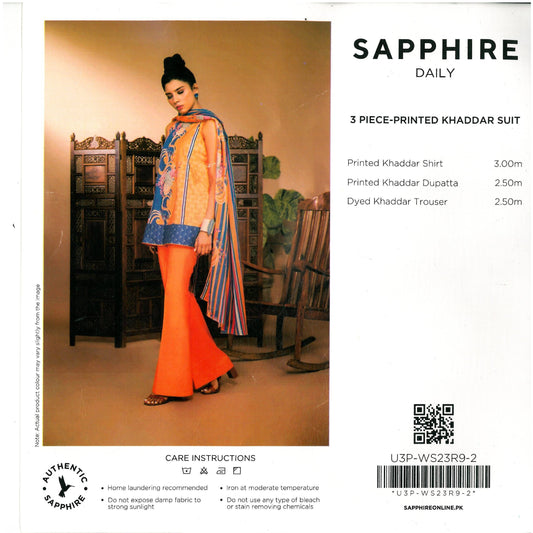 Sapphire Printed Khaddar - 3PC (Unstitched)